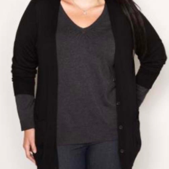 SWEATER, CARDIGAN, BLACK, SIZE 4X, VEE NECK, FRONT BUTTONS, POCKETS, PENNINGTONS - Picture 1 of 1